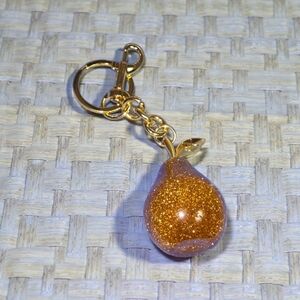 Gold Glitter Pear Keychain